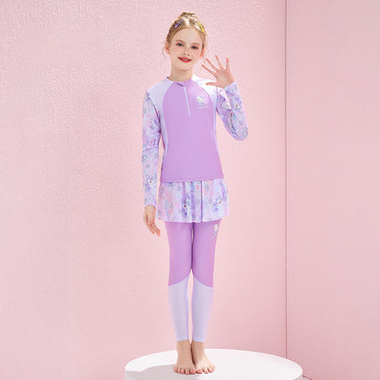 A Hellokitty Children's Swimsuit Girls Split Long Sleeve Trousers Swimsuit - Mixbatch