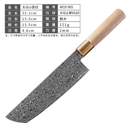 A Damascus chef's knife slicing knife