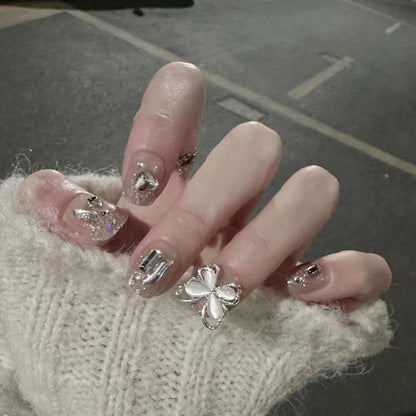 A Yi Yi Dance 30 pieces Handmade white moonlight cat eye manicure pieces Gentle temperament cat eye aurora wearing armor Xiaohongshu explosion - Mixbatch