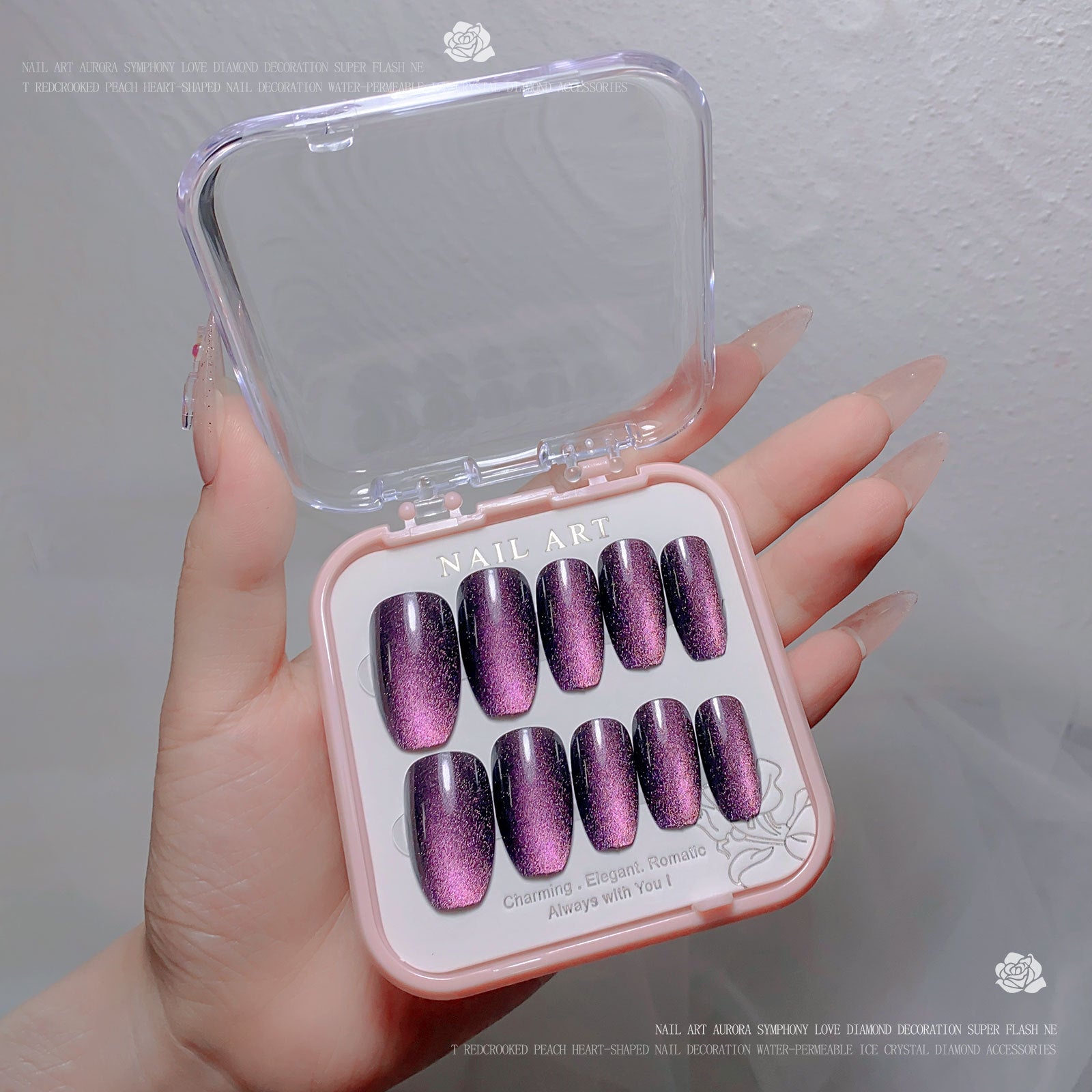 A new nail art wear nail spar cat eye flash diamond nail patch wear nail handmade nail art fake nail wholesale - Mixbatch