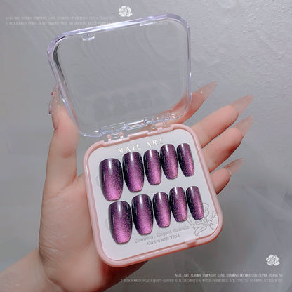 A new nail art wear nail spar cat eye flash diamond nail patch wear nail handmade nail art fake nail wholesale - Mixbatch