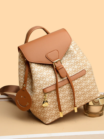 A new fashionable versatile soft leather large-capacity schoolbag leisure travel bag high value backpack - Mixbatch