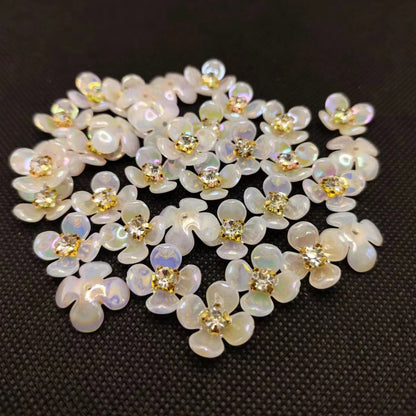 A five small flowers single claw DIY handmade material hairpin accessories five petals small flowers with drill plastic four petals flower point drill - Mixbatch