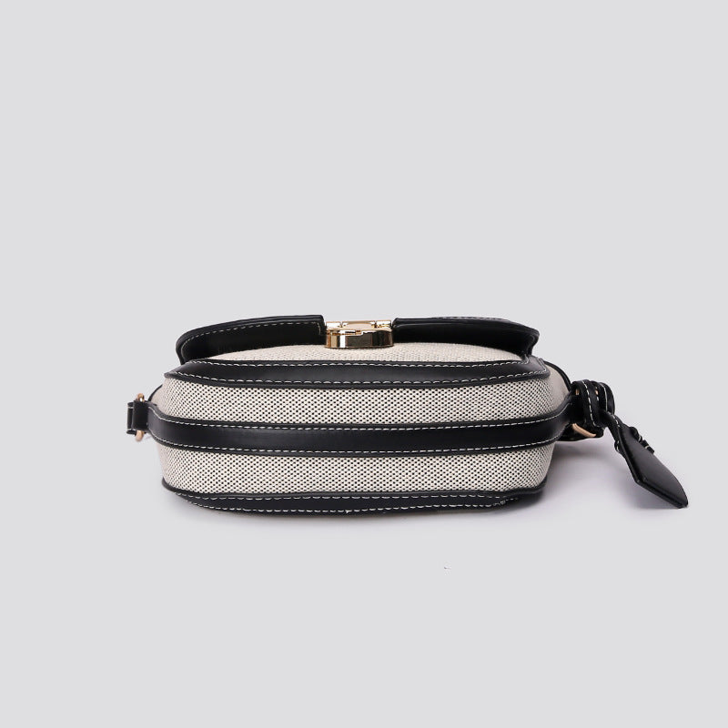 A autumn new Korean niche contrasting color single shoulder diagonal span saddle bag retro versatile underarm small bag women