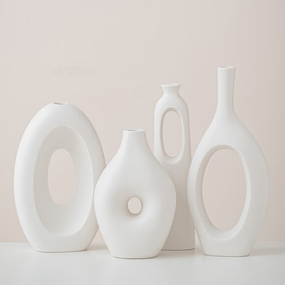 A Creative Nordic Art Ceramic Vase Ornament Living Room TV Cabinet Wine Cabinet Flower Arrangement Ornament Model Room Flower Ware