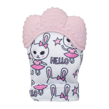 A Silicone molar gloves Food grade Baby imitation finger molar stick Hand guard Sound toy