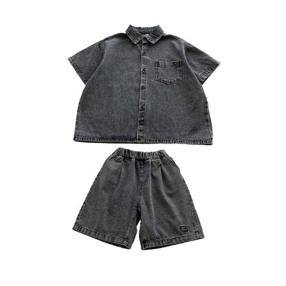 A children's clothing children's summer clothing boys denim suit summer models - Mixbatch