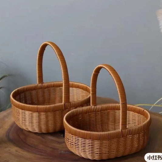 A imitation rattan new oval fruit basket picking basket rattan large portable flower basket gift