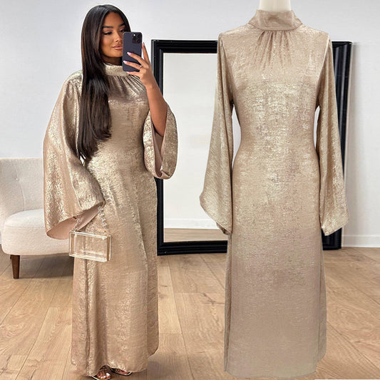 Muslim Women's Dress Dubai Morocco Middle Eastern Dress Flash Bronzing Dress Robe - Mixbatch