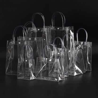 A Spot plastic pvc tote bag, transparent gift packaging bag, milk tea with hand gift, hi candy, portable pvc packaging bag