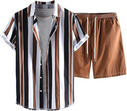 A Men's Short Sleeve Shorts Shirt Set