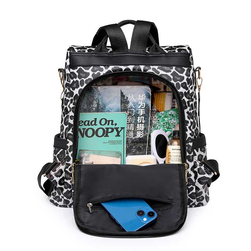 A European and American retro leopard print backpack women's bag - Mixbatch