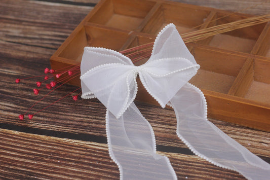 A Spot 5.5cm Pearl Meteor Fishtail Yarn Copy Edge Wave Yarn Cake Bouquet Packaging Material Bow Ribbon - Mixbatch