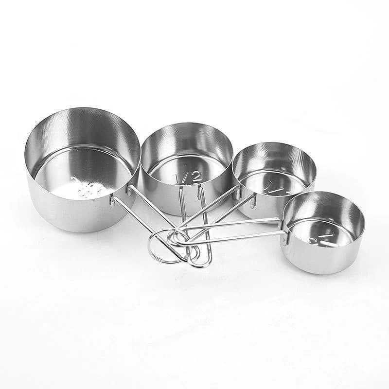 A Stainless steel measuring cup measuring spoon Acacia wooden handle baking tool
