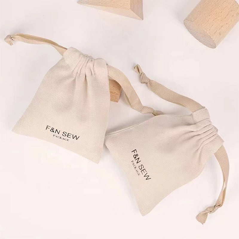 A cotton drawstring bundle bag bag jewelry dust storage canvas bag cosmetics cotton bag can be customized LOGO MOQ: 1000PIECE - Mixbatch