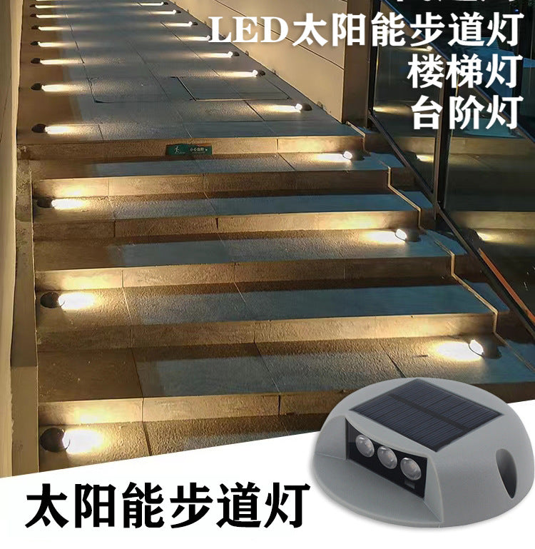 A Park Stair Plank Light Outdoor Step Light Waterproof No Opening Stair Light Step Square Solar Walk Light