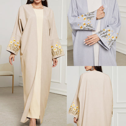 New Middle Eastern Clothing Muslim Fashion Elegant Cardigan Embroidered Dress Robe - Mixbatch