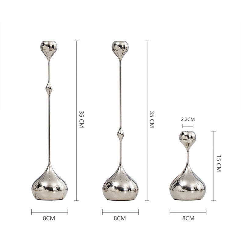 A European light luxury metal water drop silver candle table model house decoration home living room table dining room craft ornament