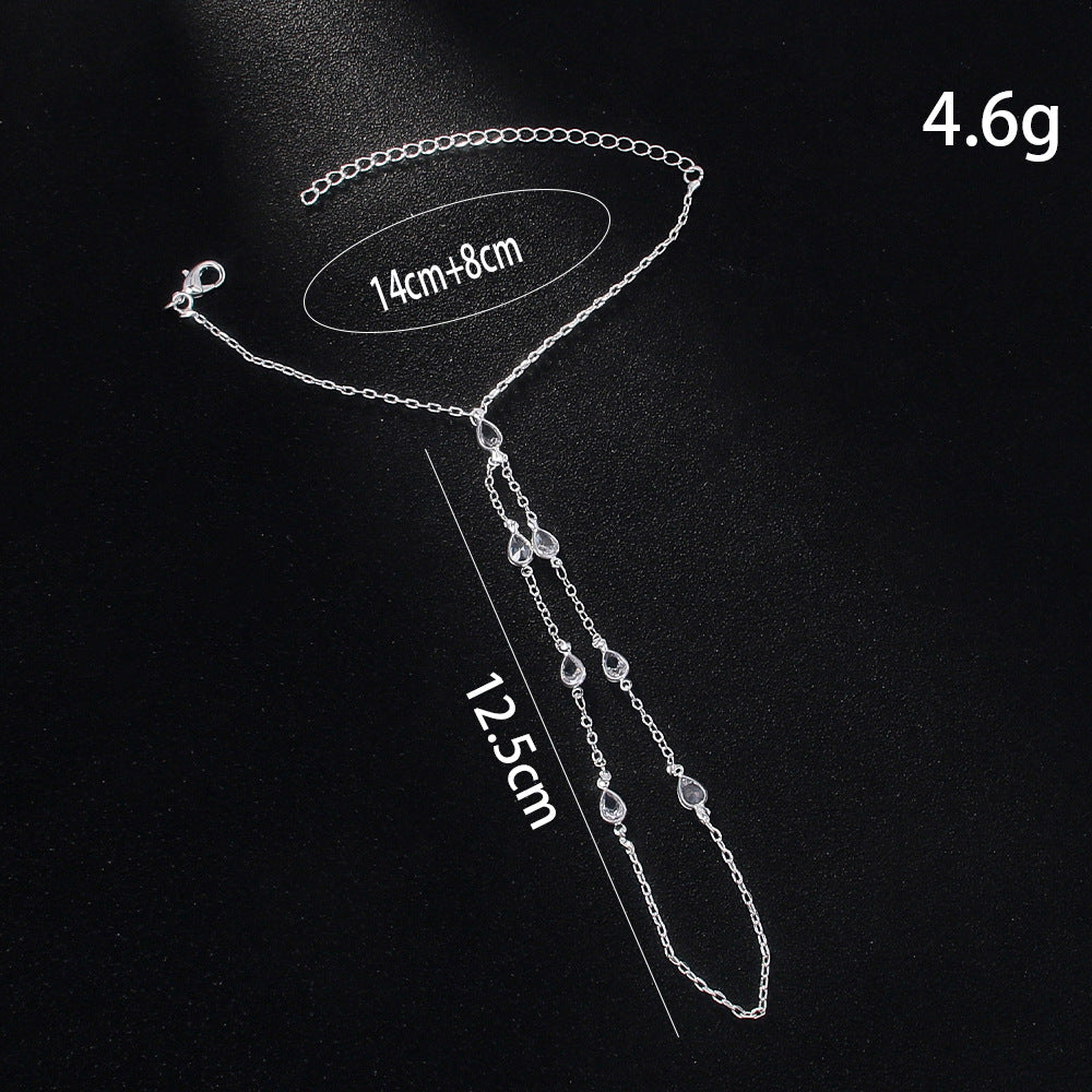 A hot-selling personality horse eye finger bracelet national style metal chain finger chain rhinestone hand chain hand chain - Mixbatch