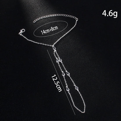 A hot-selling personality horse eye finger bracelet national style metal chain finger chain rhinestone hand chain hand chain - Mixbatch