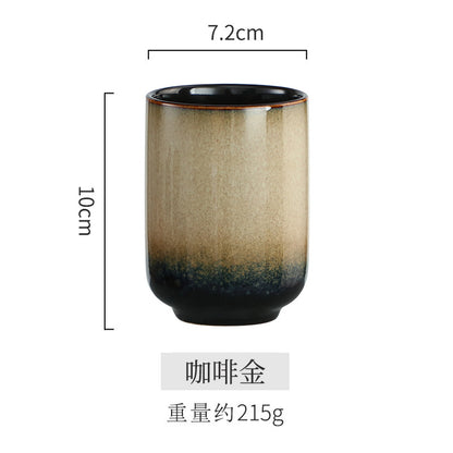 A Japanese-style kiln-changed retro coffee gold creative ceramics simple high-end light luxury cup, bowl, plate and tableware combination set