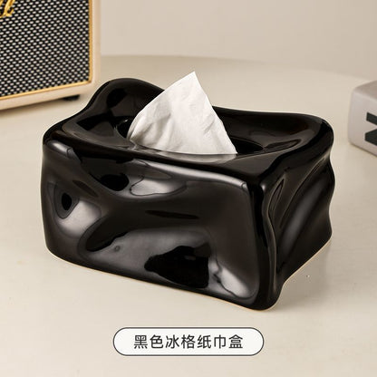 A ceramic tissue box decorative ornament