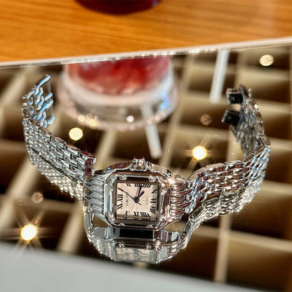 A SUNLIFEX medieval small square chain watch women's fashion niche Roman scale literary light luxury quartz watch