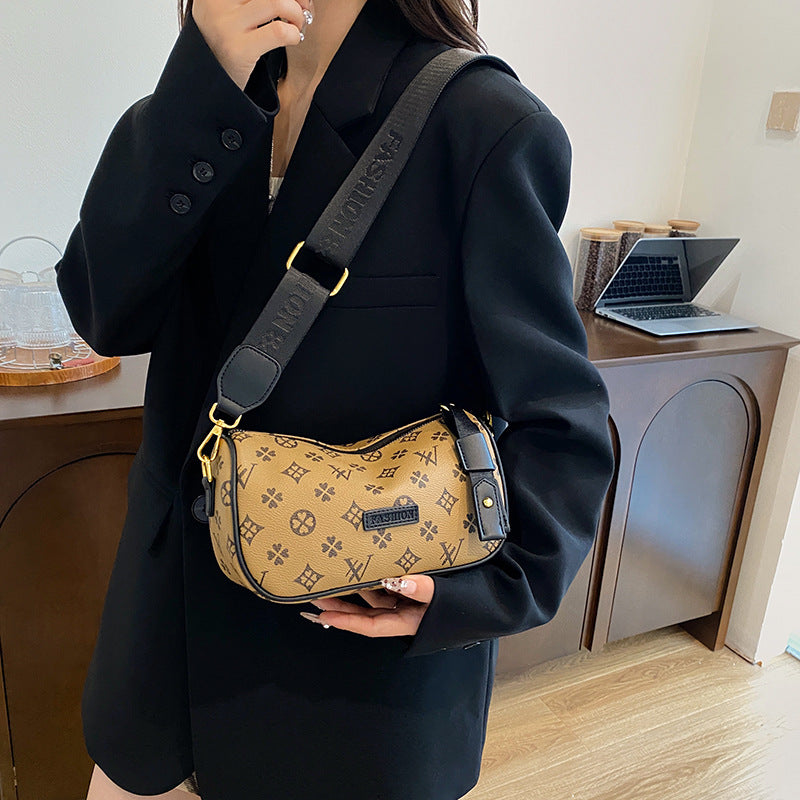 A new cross-border European and American style women's shoulder bag wide shoulder strap dumpling backpack - Mixbatch