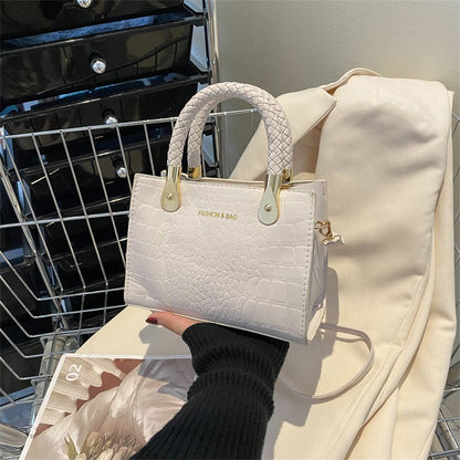 A Fashion Small Square Bag Women's Stone Pattern Woven Shoulder Crossbody Casual Women's Bag Approved - Mixbatch