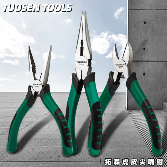 A Multifunctional 8-inch pointed nose pliers, wire cutting pliers, industrial 6-inch oblique mouth pliers, pointed tip pliers