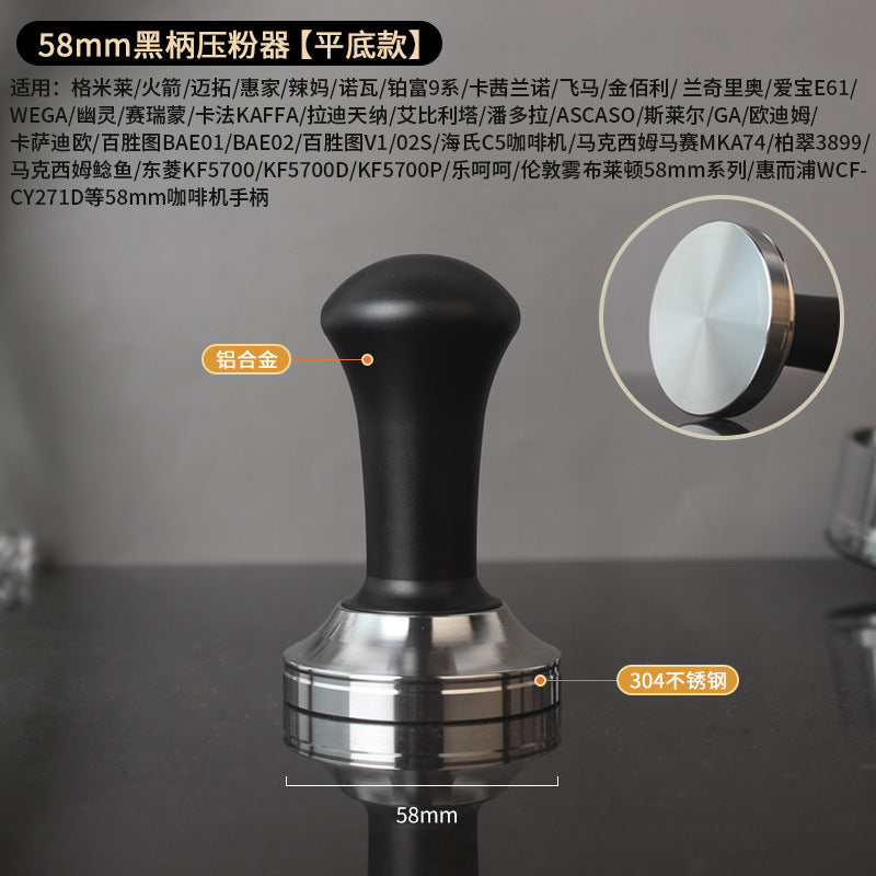 A 51/53/58 mm304 stainless steel coffee powder press threaded wooden handle powder press hammer coffee machine handle powder dispenser
