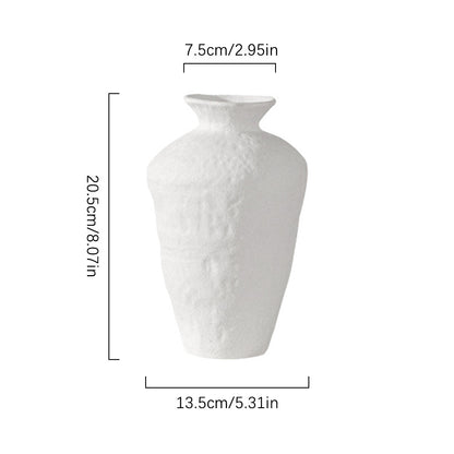 Nordic ceramic vase flower arrangement, high-end ornament, white Zen wabi-sabi art decoration, dry vase.