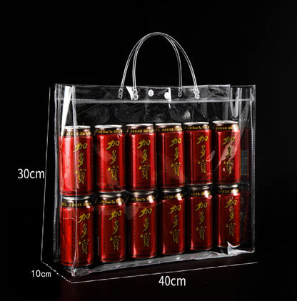 A Spot plastic pvc tote bag, transparent gift packaging bag, milk tea with hand gift, hi candy, portable pvc packaging bag