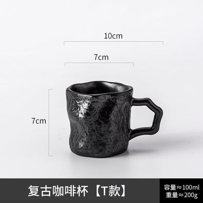 A ceramic coffee cup and saucer set