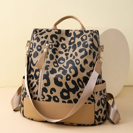 A European and American retro leopard print backpack women's bag - Mixbatch