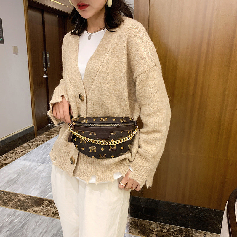 A new fashion printed simple retro breast bag shoulder bag Korean version messenger women's bag - Mixbatch
