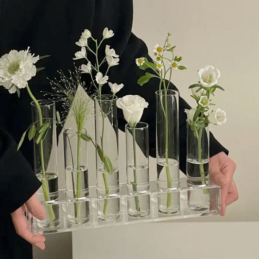 A test tube vase small ornament living room light luxury high-grade glass flower stand flower hydroponic flower arrangement test tube vase does not contain flowers