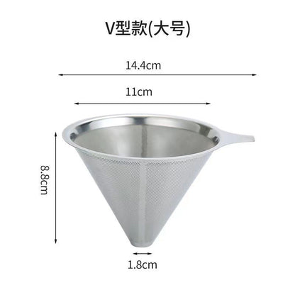 A 304 coffee filter screen filter cup hand brewing coffee utensils set filter paper free ultra-fine encryption coffee funnel