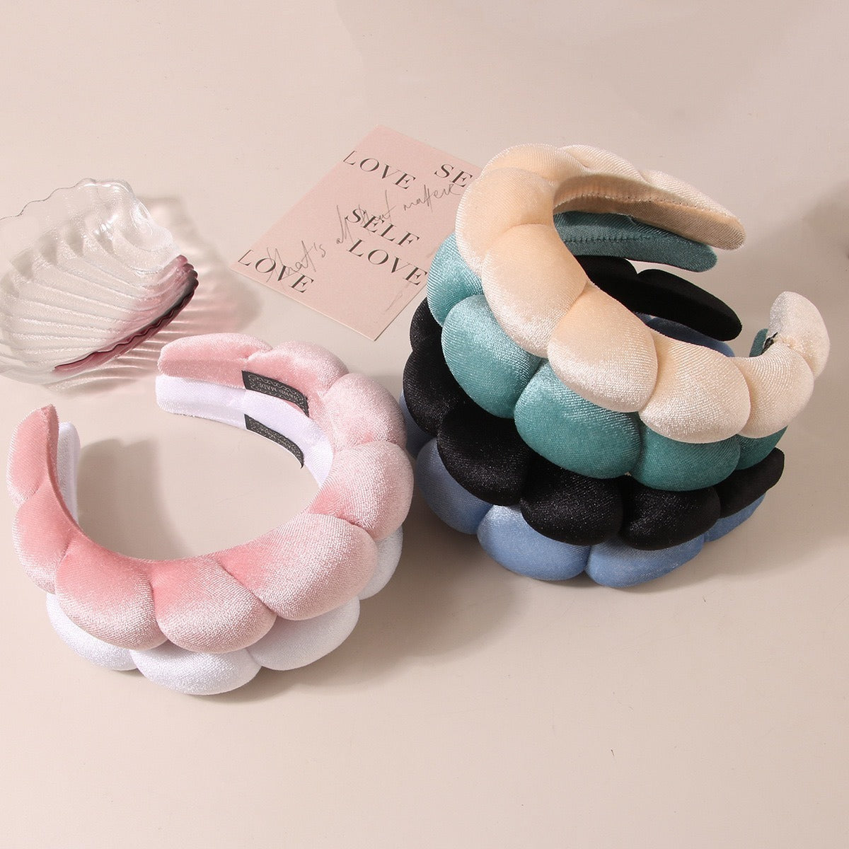 A Golden Velvet Cloud Headband Women's High Cranium Top Wash Headband Simple Solid Color Versatile Headband Hair Accessories