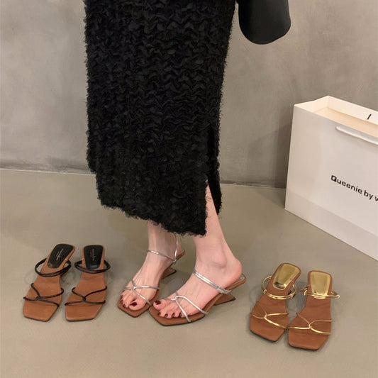 A Wedge Heel Strap Women Sandals Slippers