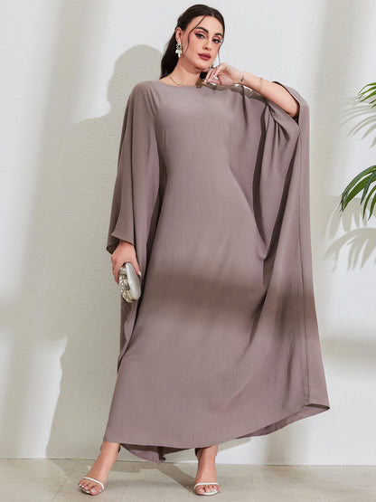 Cross-border new Muslim robe, Middle Eastern Arabic dress, straps, bat sleeves, crew neck, fashionable and elegant dress - Mixbatch