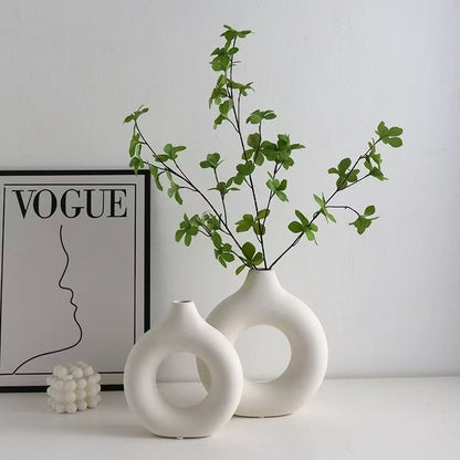 A Nordic style creative plastic vase home living room decoration dining table imitation ceramic ornament flower arrangement vase flower pot flower device