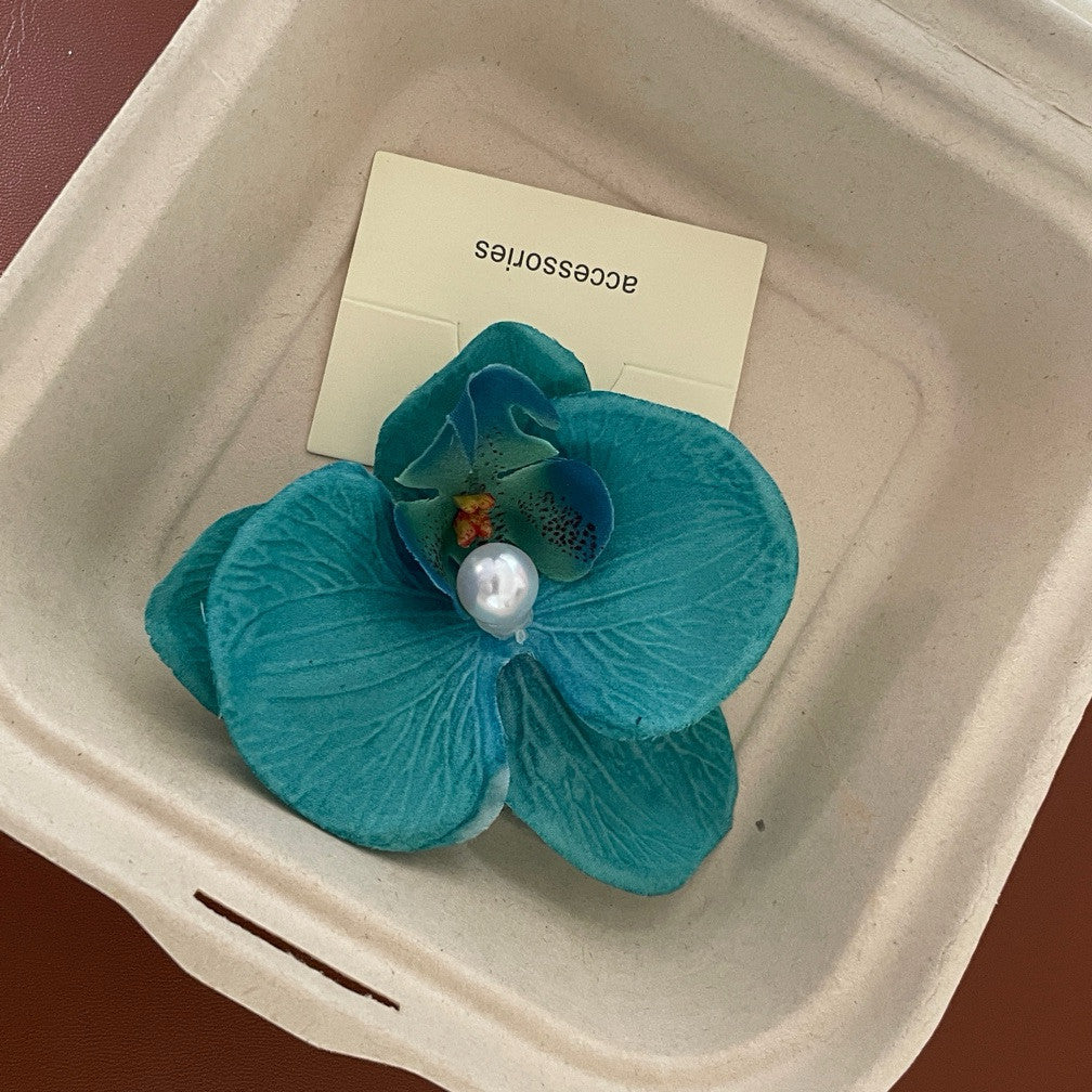 A Super Immortal Phalaenopsis Hairpin Purple Side Flower Hair Accessories Flower Clip Versatile Hairpin Antique Headdress Female Mori