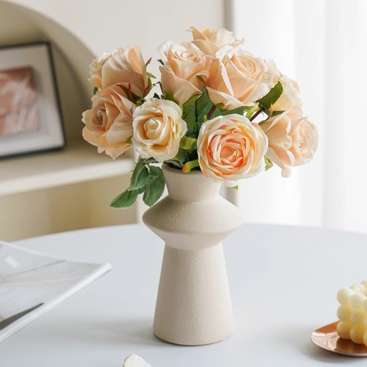 A ins Cream Wind Tulip Ceramic Vase Ornament Living Room Arrangement Dried Flowers Flowers White Porcelain Retro Lighthouse ins Wind