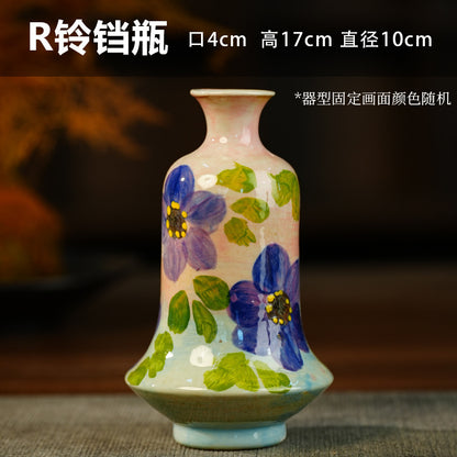 A Jingdezhen handmade oil painting vase dried flower home decoration TV cabinet ornament wine cabinet TV cabinet ceramic flower device