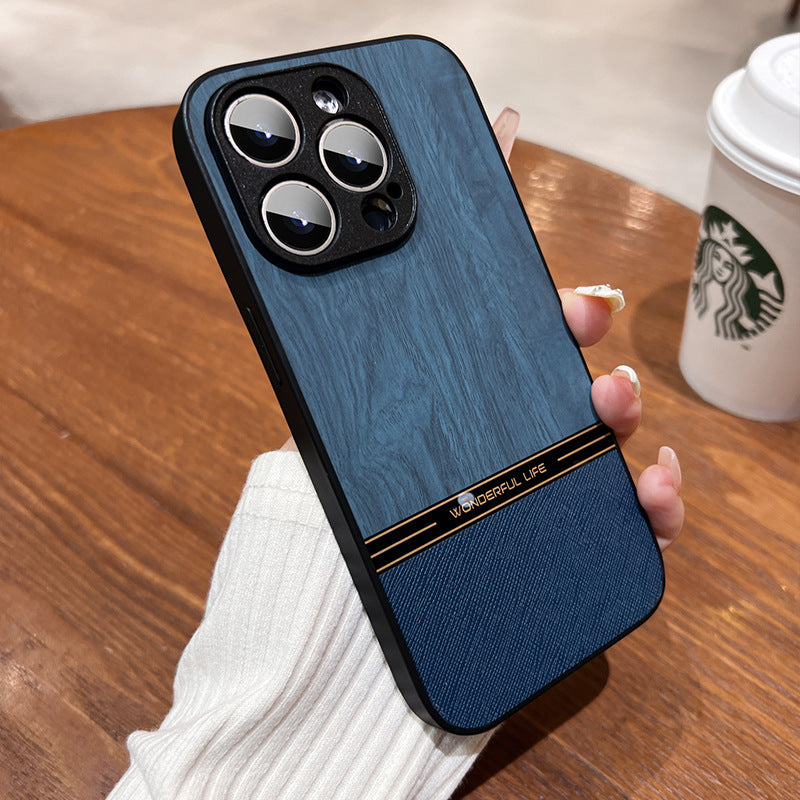 A wood grain mobile phone case