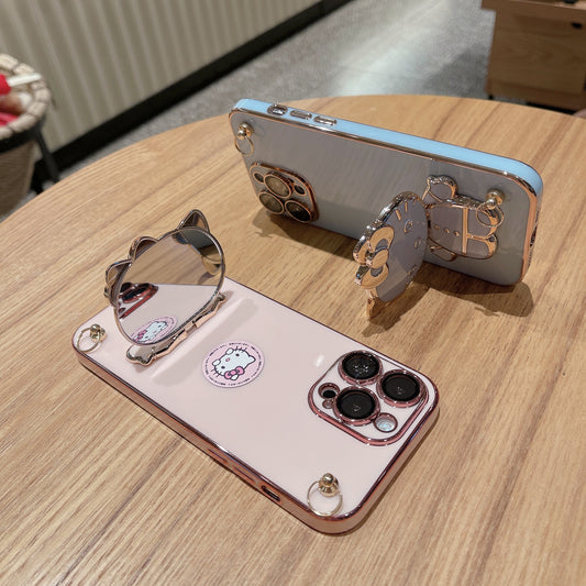 A makeup mirror crossbody rope mobile phone case