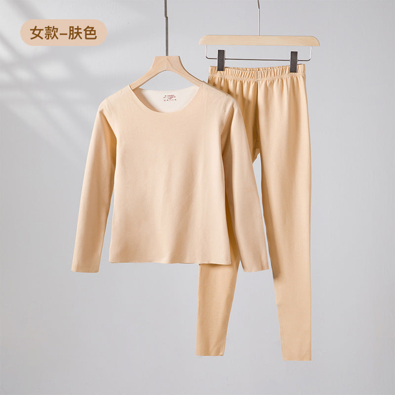 A autumn and winter silk wool thermal underwear female couple German velvet heating thickened primer long johns set wholesale - Mixbatch