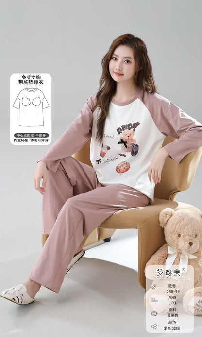 A cotton long-sleeved pajamas
