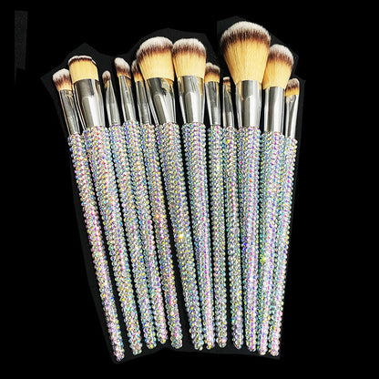 A 12 pcs full of diamond makeup brushes professional face and eye beauty kit, full of diamond Blingbling beauty - Mixbatch